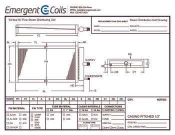 Blank Steam Distribution Coil Vertical Airflow Lays Right Drawing Drawing