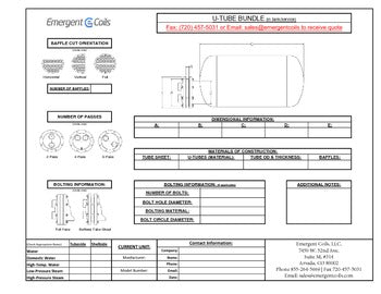 Blank U-Tube Bundle In Tank Drawing Drawing