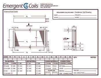 Blank Condenser Coil External sub-cooler Drawing Drawing