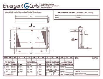 Blank Condenser Coil Internal Sub-Cooler Connections Facing Downstream Drawing Drawing