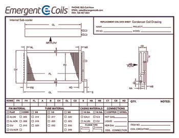 Blank Condenser Coil Internal Sub-cooler Drawing Drawing